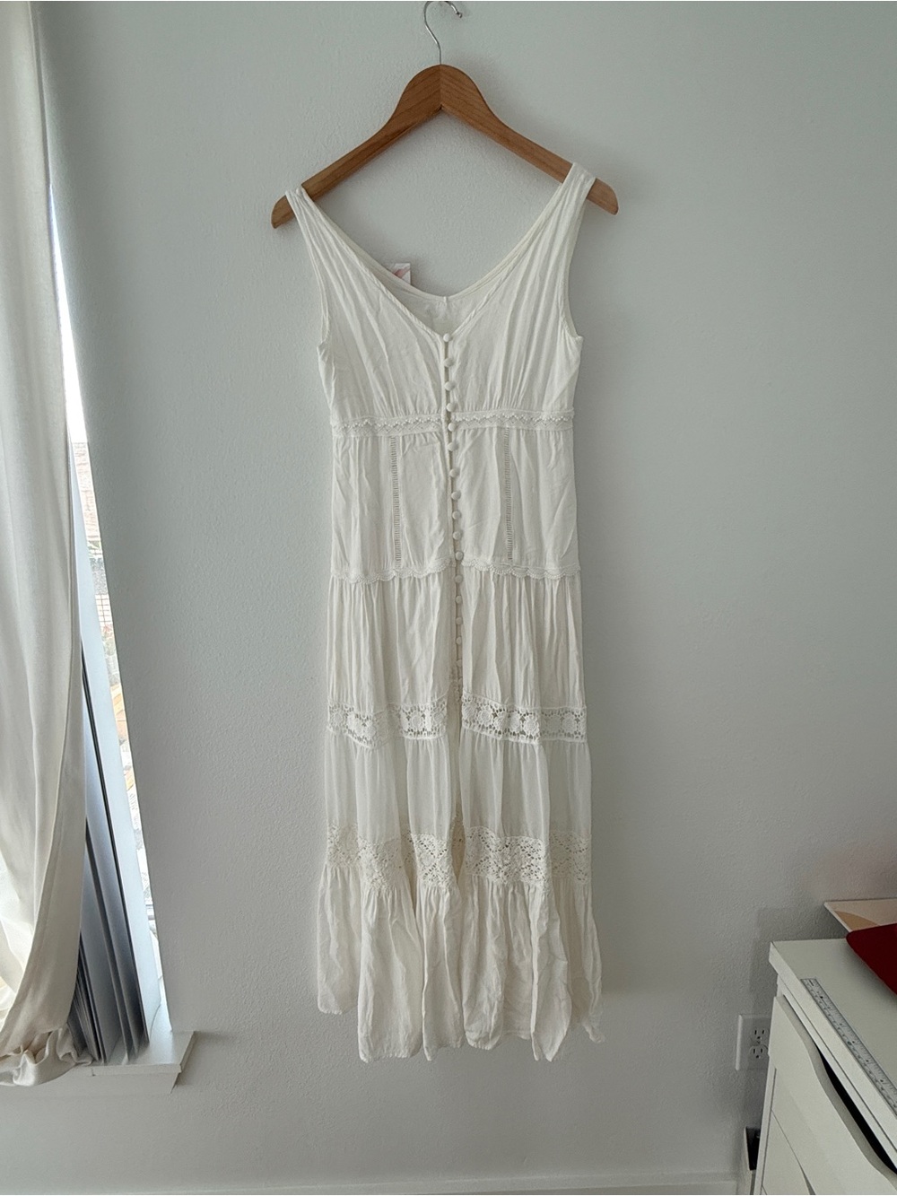 Chicwish White Maxi Sundress with Lace Panels